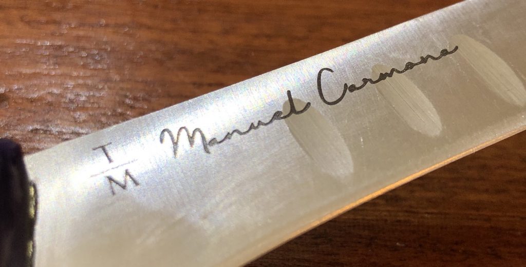 Cuchillo para el curso de corte de jamón de Manuel Carmona